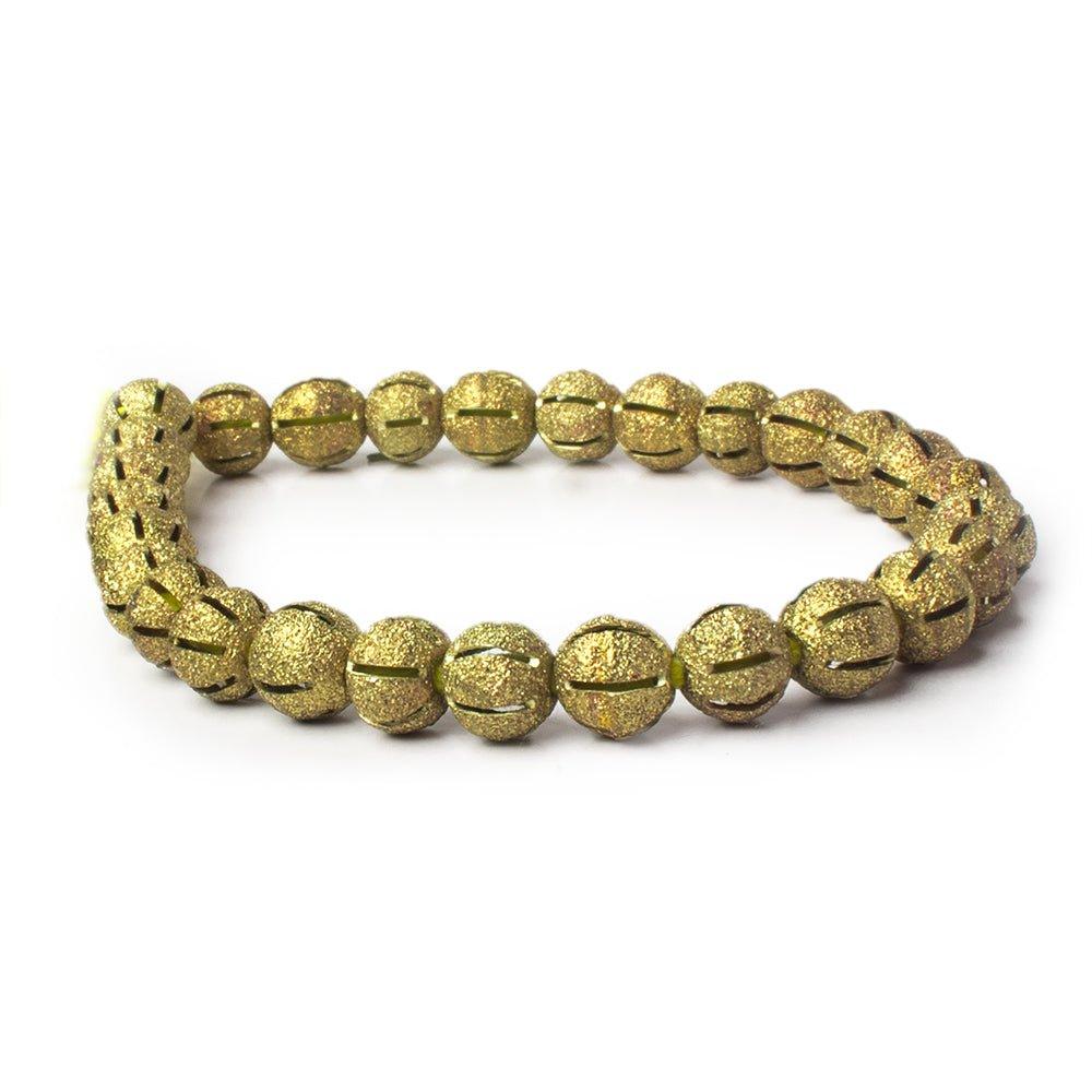 8mm Brass Textured Round Beads, 8 inch - The Bead Traders