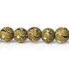 8mm Brass Textured Wave Round Beads, 8 inch - The Bead Traders