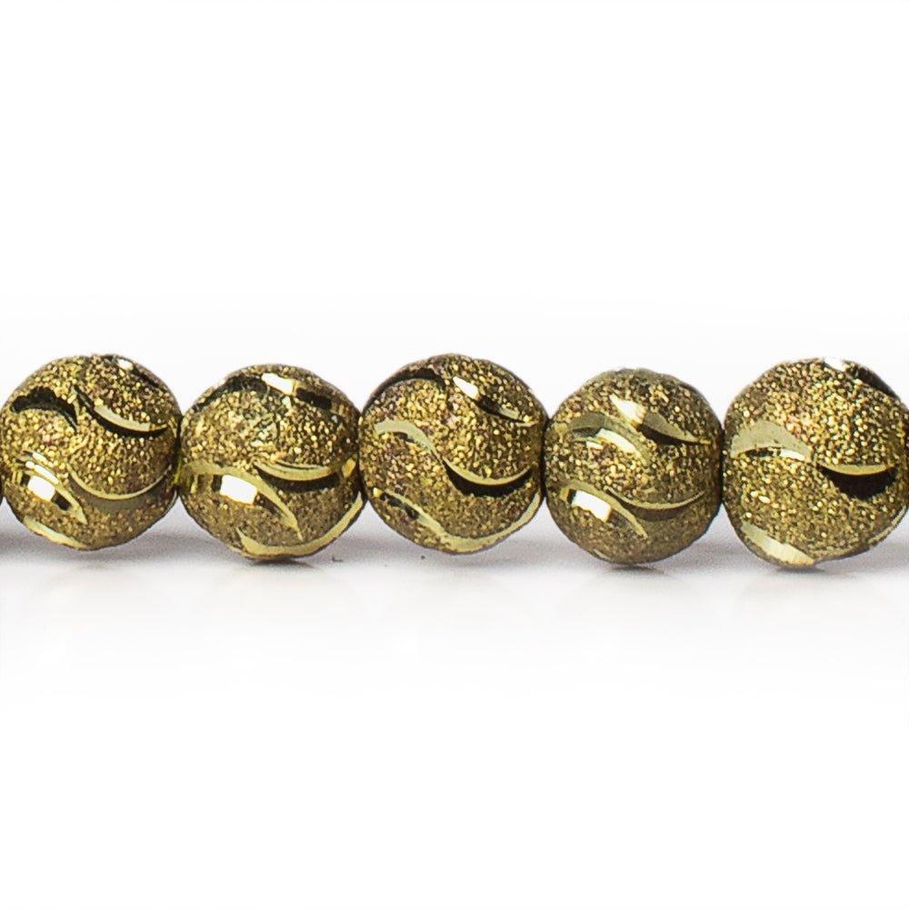 8mm Brass Textured Wave Round Beads, 8 inch - The Bead Traders