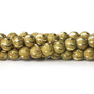 8mm Brass Textured Wave Round Beads, 8 inch - The Bead Traders