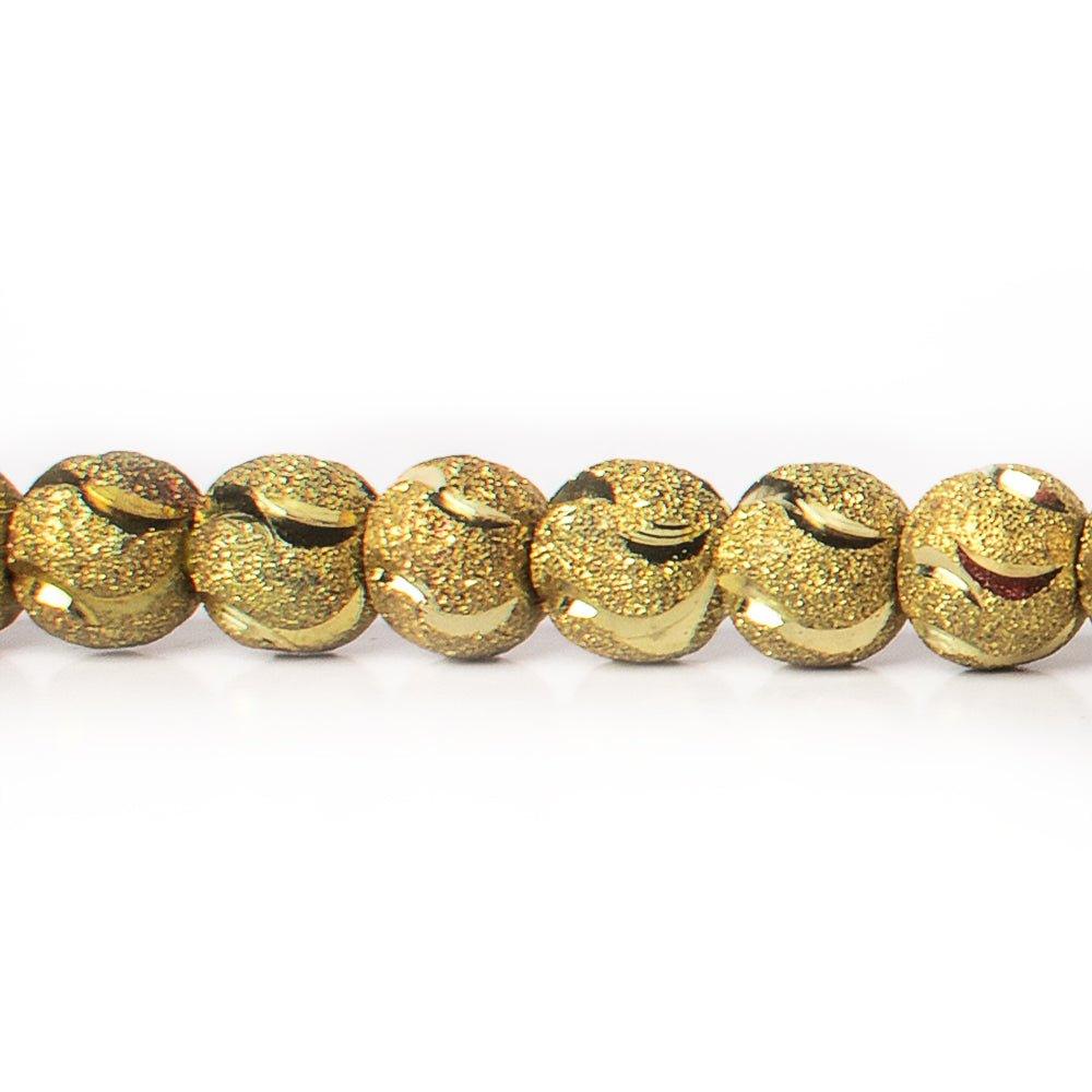 8mm Brass Textured with Shiny Half Moon Round Beads, 8 inch - The Bead Traders