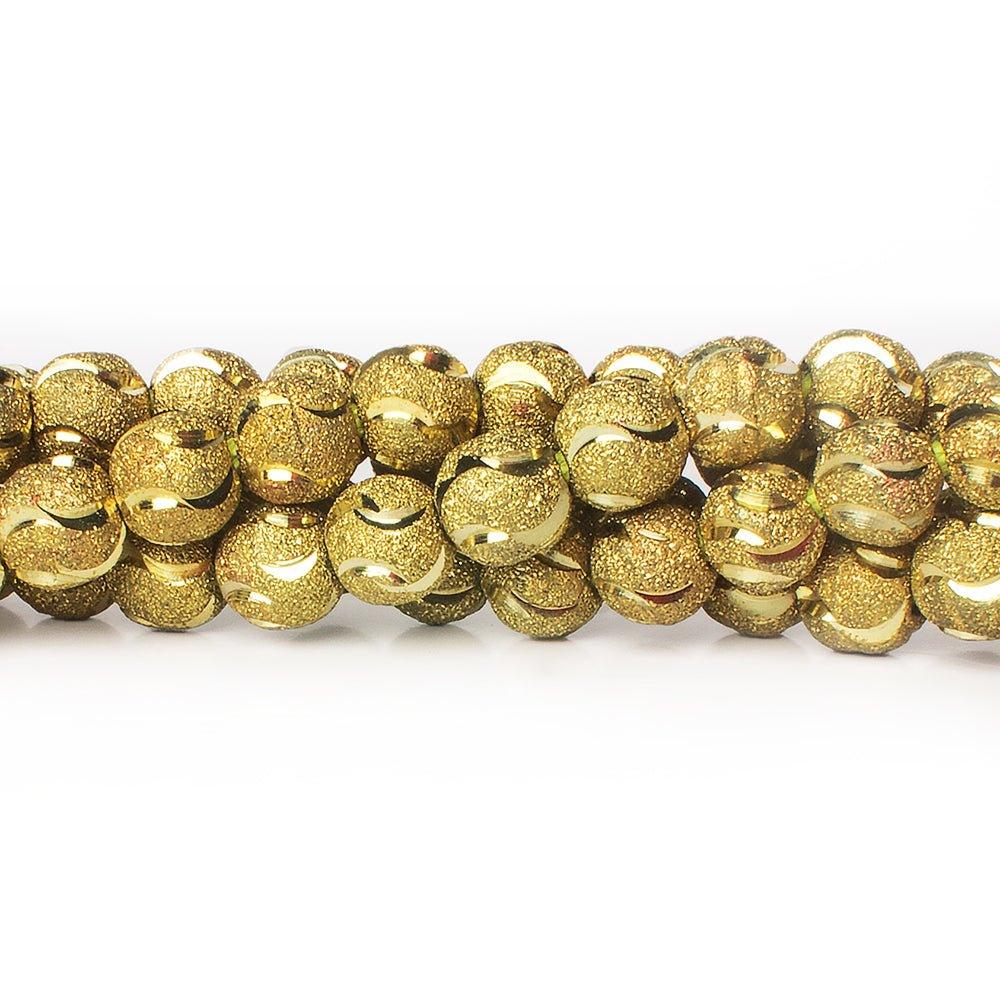 8mm Brass Textured with Shiny Half Moon Round Beads, 8 inch - The Bead Traders