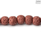 8mm Brick Red Lava Rock plain rounds 16 inch 51 beads - The Bead Traders