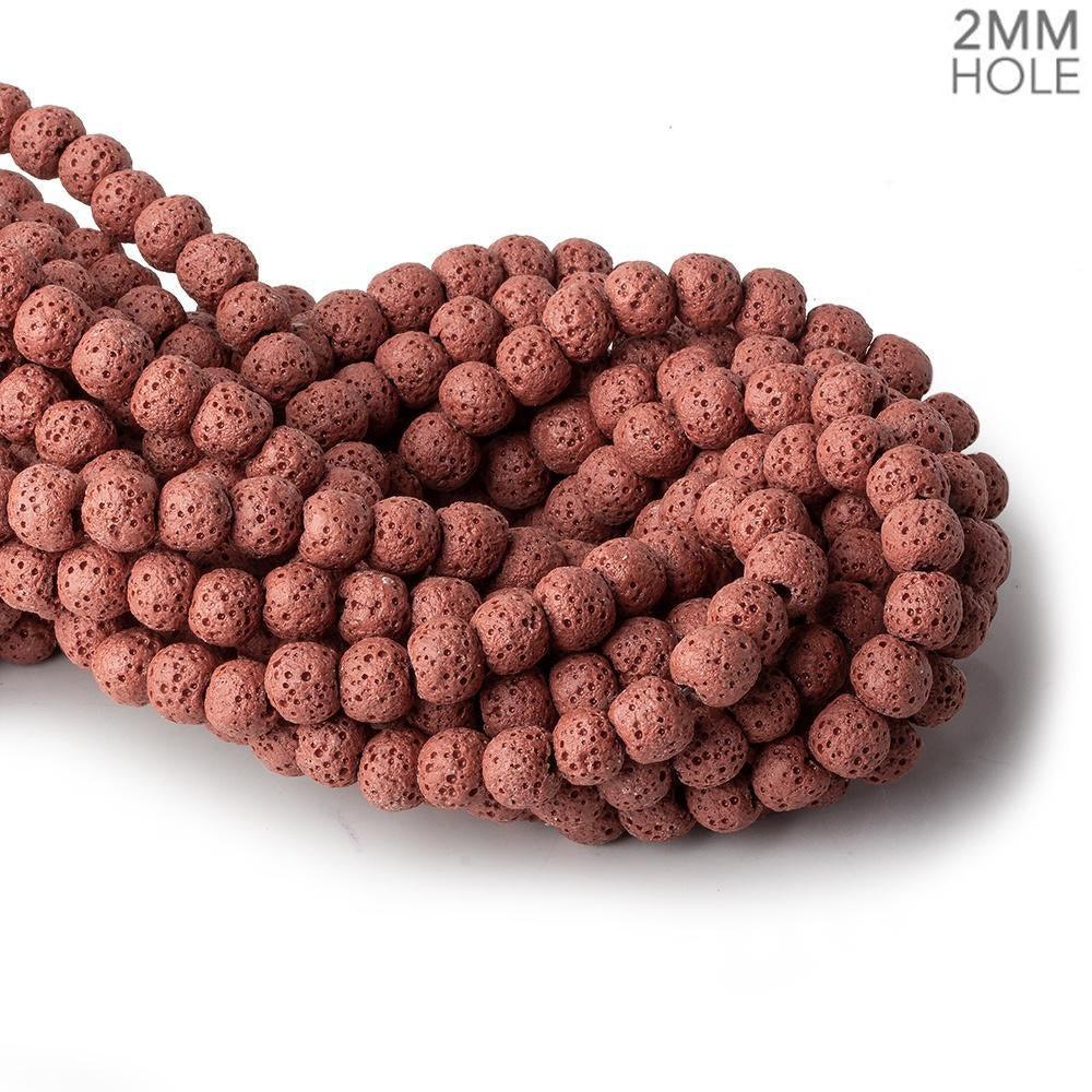 8mm Brick Red Lava Rock plain rounds 16 inch 51 beads - The Bead Traders