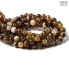 8mm Brown and White Banded Agate plain round beads 16 inch 53 pieces - The Bead Traders