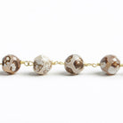 8mm Brown Honeycomb Tibetan Agate round Gold Chain by the foot with 21 pcs - The Bead Traders