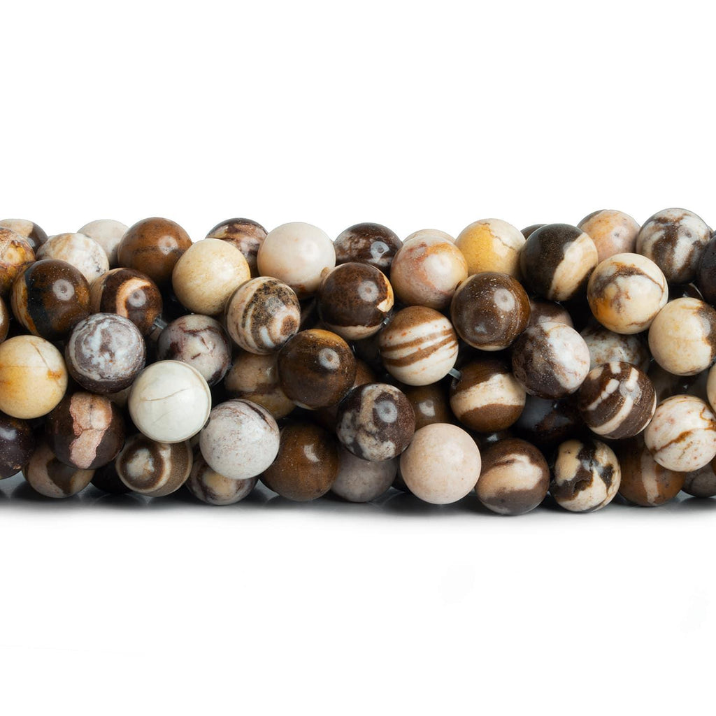 8mm Brown Zebra Jasper Plain Rounds 15 inch 45 beads - The Bead Traders