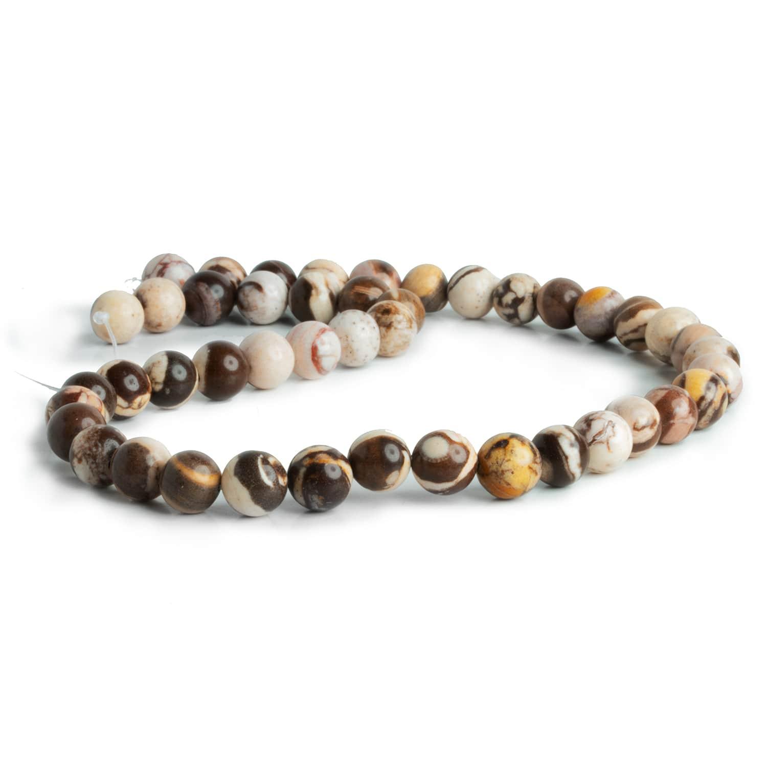 8mm Brown Zebra Jasper Plain Rounds 15 inch 45 beads - The Bead Traders
