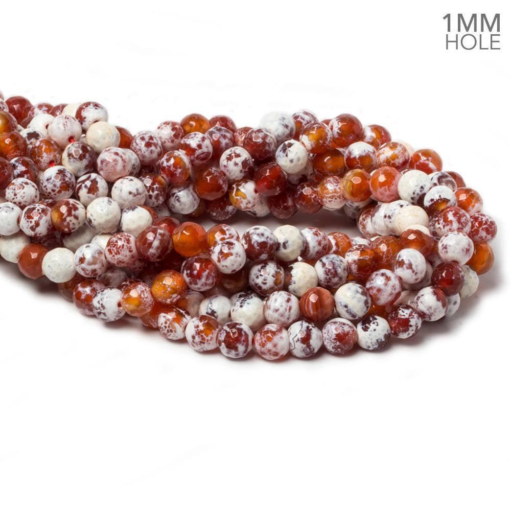 8mm Burnt Orange & Tan Tibetan Agate faceted rounds 15 inch 47 beads - The Bead Traders