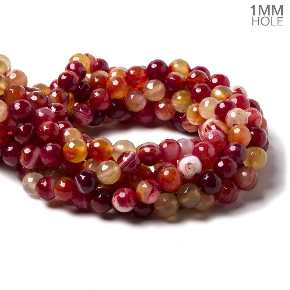8mm Candy Red Banded Agate faceted Round Beads 15 inch 45 pieces - The Bead Traders