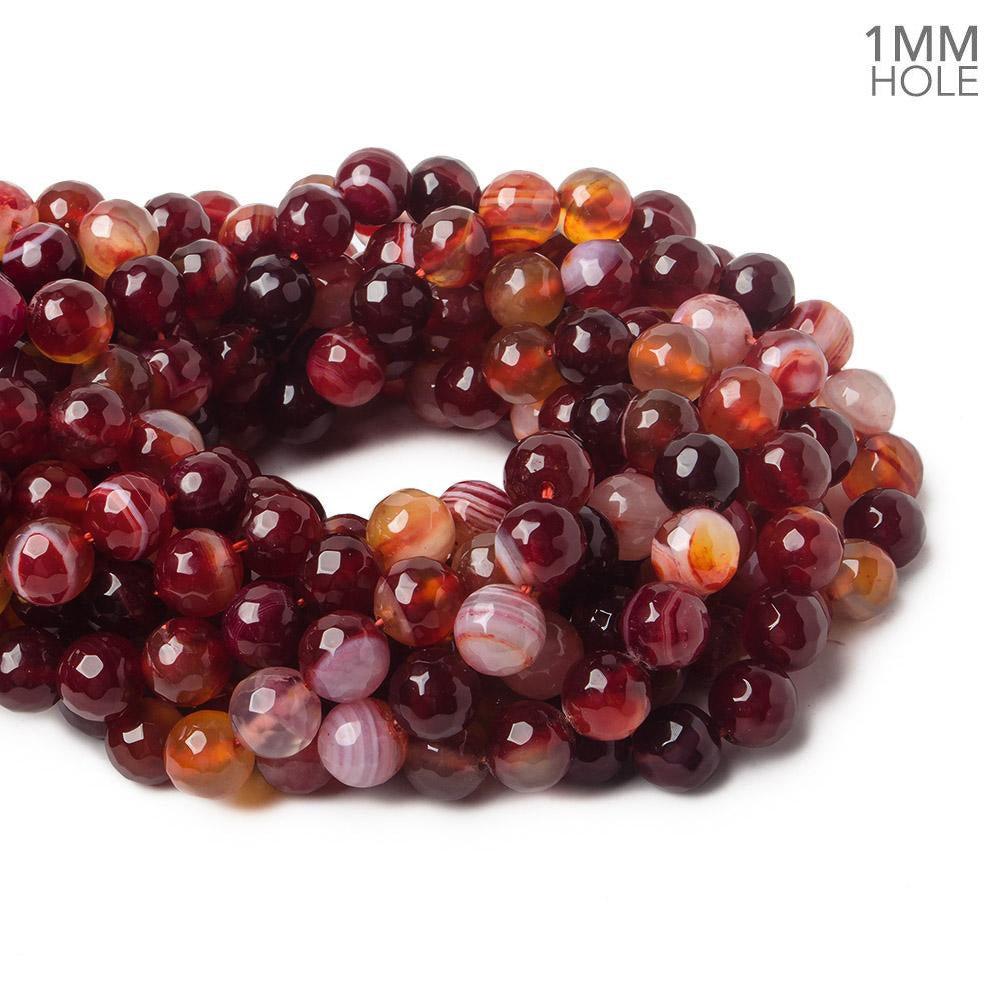 8mm Candy Reds Banded Agate faceted round beads 15 inch 48 pieces - The Bead Traders