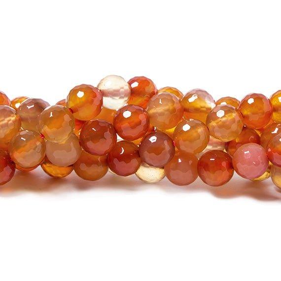 8mm Carnelian Agate faceted round beads 15 inch 50 pieces - The Bead Traders