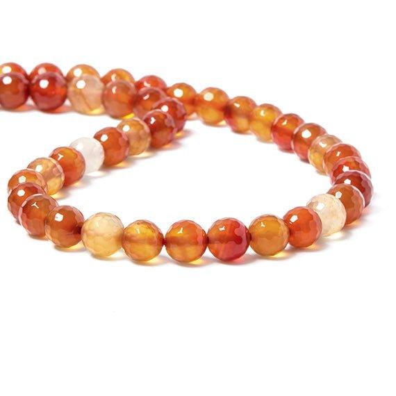 8mm Carnelian Agate faceted round beads 15 inch 50 pieces - The Bead Traders
