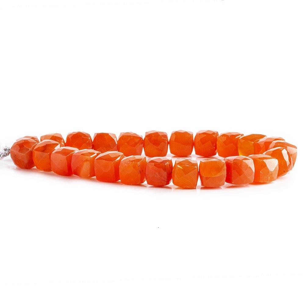 8mm Carnelian faceted cubes 8 inch 24 beads - The Bead Traders