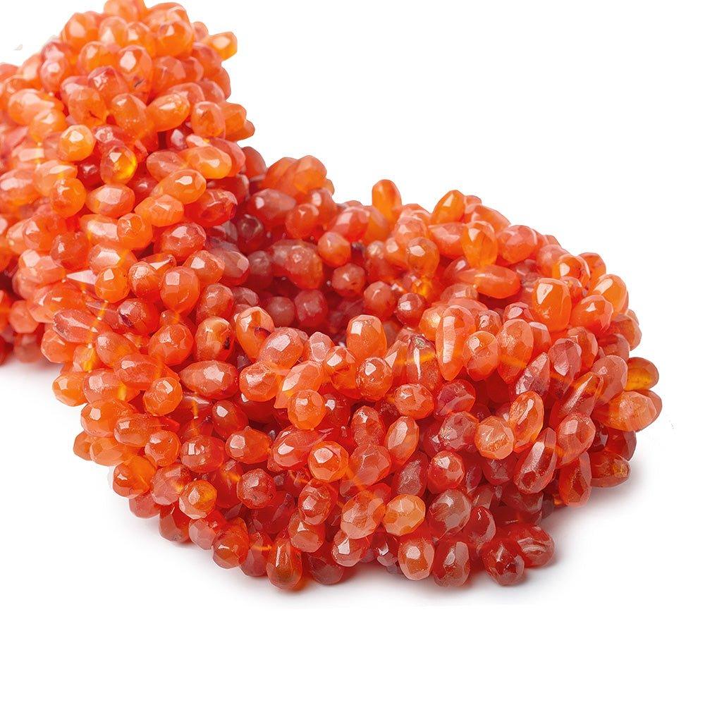 8mm Carnelian Faceted Teardrop Beads, 14 inch - The Bead Traders