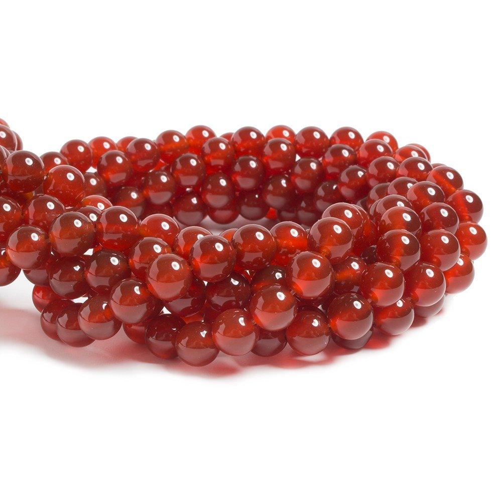 8mm Carnelian plain round beads 15 inch 48 pieces - The Bead Traders