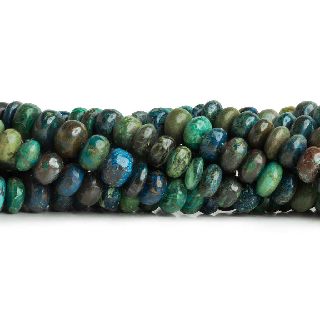 8mm Chrysocolla Plain Rondelles 16 inch 75 beads - The Bead Traders