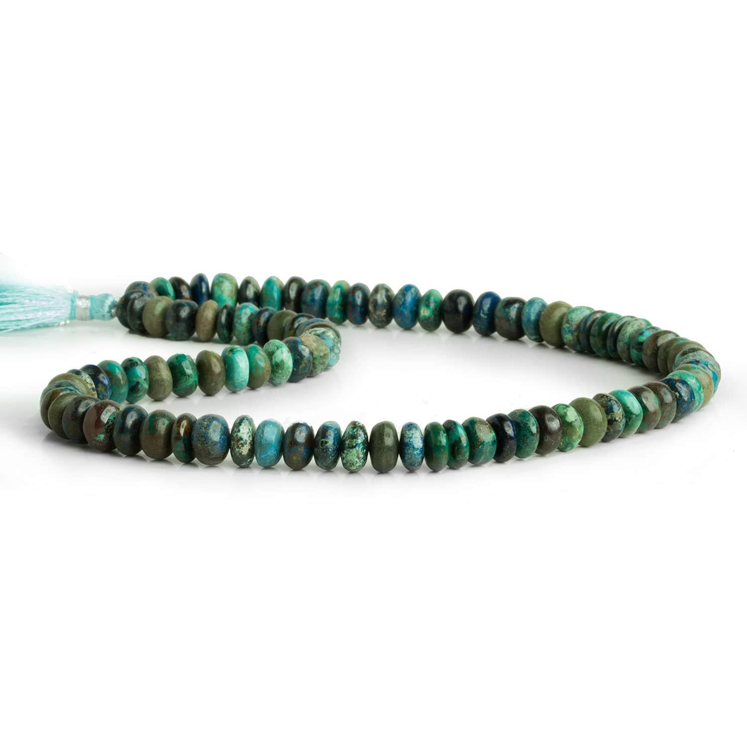 8mm Chrysocolla Plain Rondelles 16 inch 75 beads - The Bead Traders