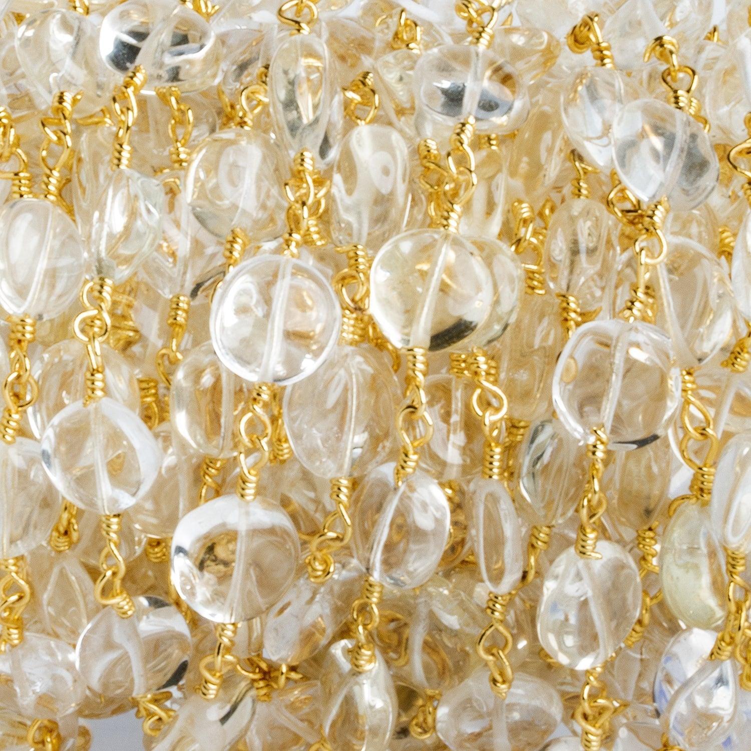 8mm Citrine Plain Coin Gold Chain 22 beads - The Bead Traders