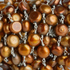 8mm Copper Button Freshwater Pearl Silver Chain - The Bead Traders