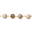 8mm Dark Sunstone faceted round Gold Chain by the foot 21 beads - The Bead Traders