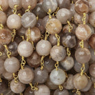 8mm Dark Sunstone faceted round Gold Chain by the foot 21 beads - The Bead Traders