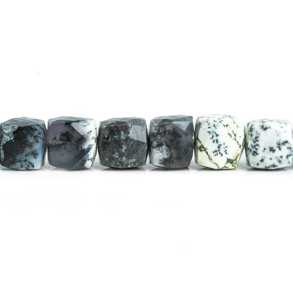 8mm Dendritic Opal Faceted Cube Beads 8 inch 30 pieces - The Bead Traders