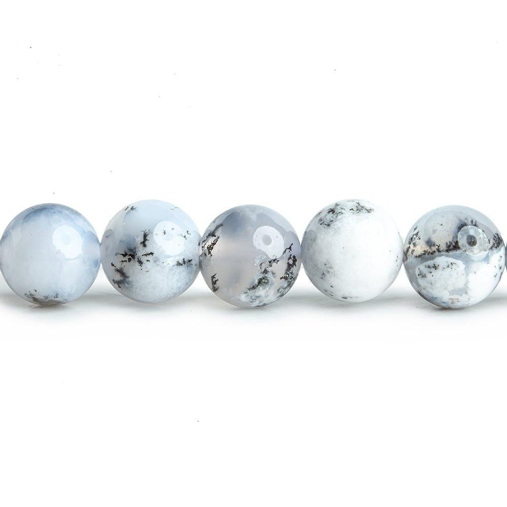 8mm Dendritic White Opal plain rounds 16 inch 50 beads - The Bead Traders