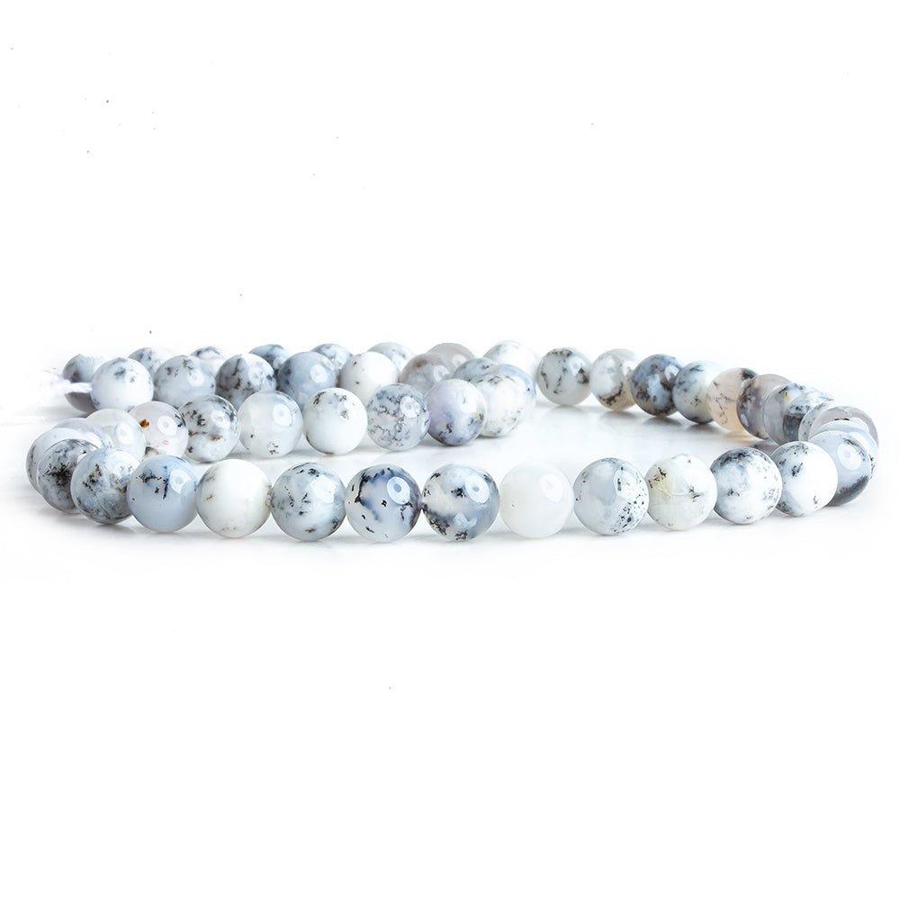 8mm Dendritic White Opal plain rounds 16 inch 50 beads - The Bead Traders