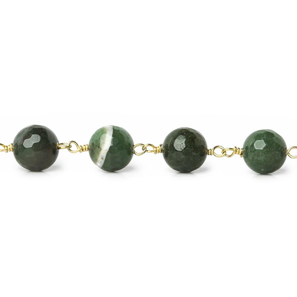 8mm Fancy Jasper faceted round Gold Chain by the foot 21 beads - The Bead Traders