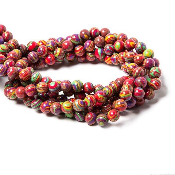 8mm Festive Banded Synthetic Gemstone plain round beads 15 inch 50 pieces - The Bead Traders