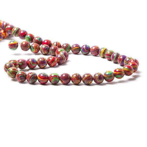 8mm Festive Banded Synthetic Gemstone plain round beads 15 inch 50 pieces - The Bead Traders