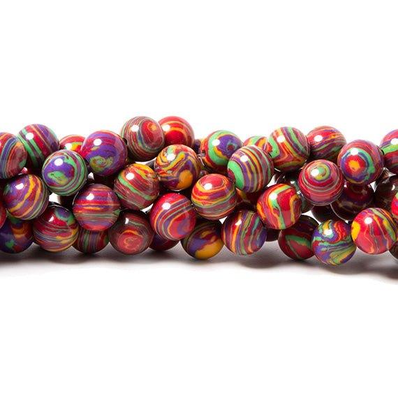 8mm Festive Banded Synthetic Gemstone plain round beads 15 inch 50 pieces - The Bead Traders