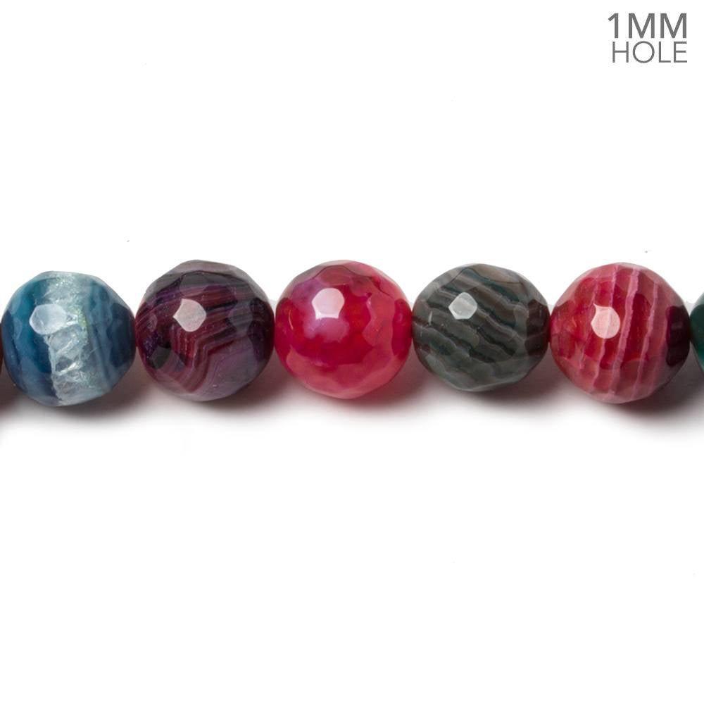 8mm Festive Multi Color Banded Agate Faceted Round Beads 15 inch 45 pieces - The Bead Traders