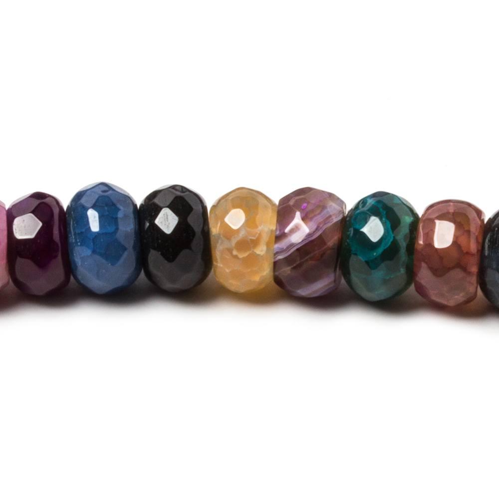 8mm Festive Multi Color Crackled Agate Faceted Rondelles 15.5 inch 75 beads - The Bead Traders