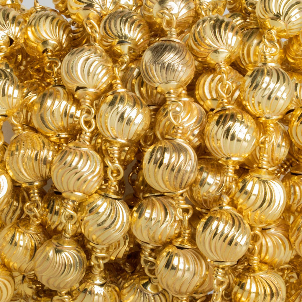 8mm Fluted Gold Round Gold Chain 20 pieces - The Bead Traders