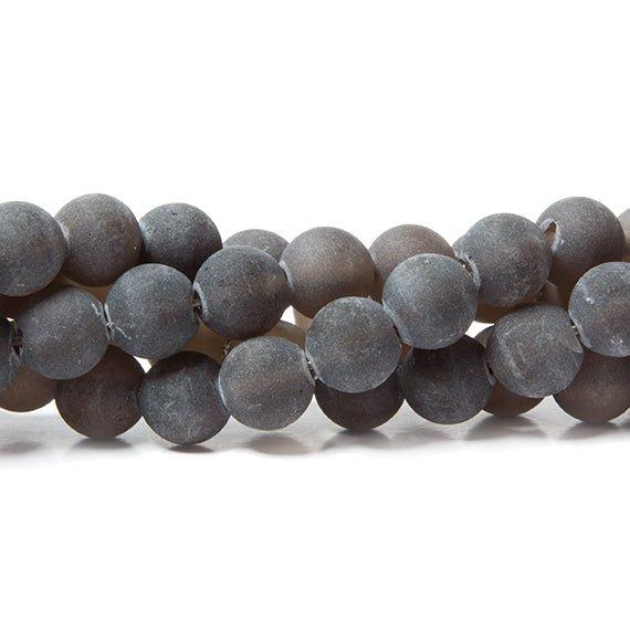 8mm Frosted Smoky Quartz plain round beads 15 inch 49 pieces - The Bead Traders