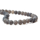 8mm Frosted Smoky Quartz plain round beads 15 inch 49 pieces - The Bead Traders