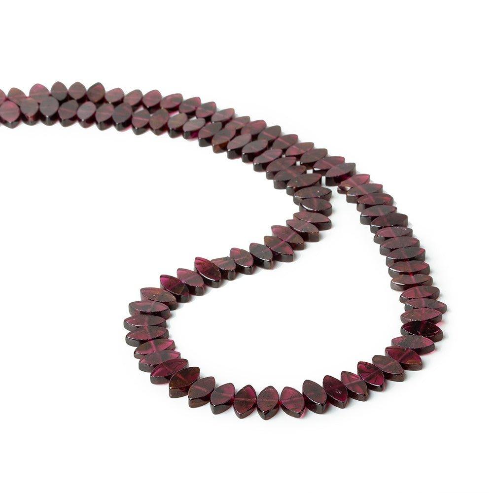 8mm Garnet Side Drill Faceted Flat Marquise Beads, 14 inch - The Bead Traders