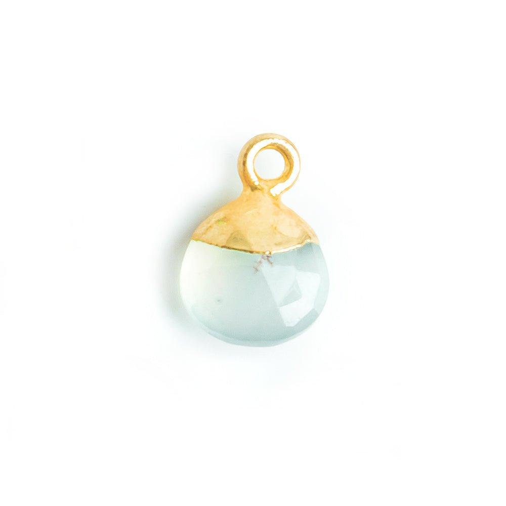 8mm Gold Leafed Sea Green Chalcedony Faceted Heart Focal Pendant 1 Piece - The Bead Traders