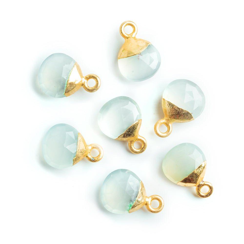 8mm Gold Leafed Sea Green Chalcedony Faceted Heart Focal Pendant 1 Piece - The Bead Traders