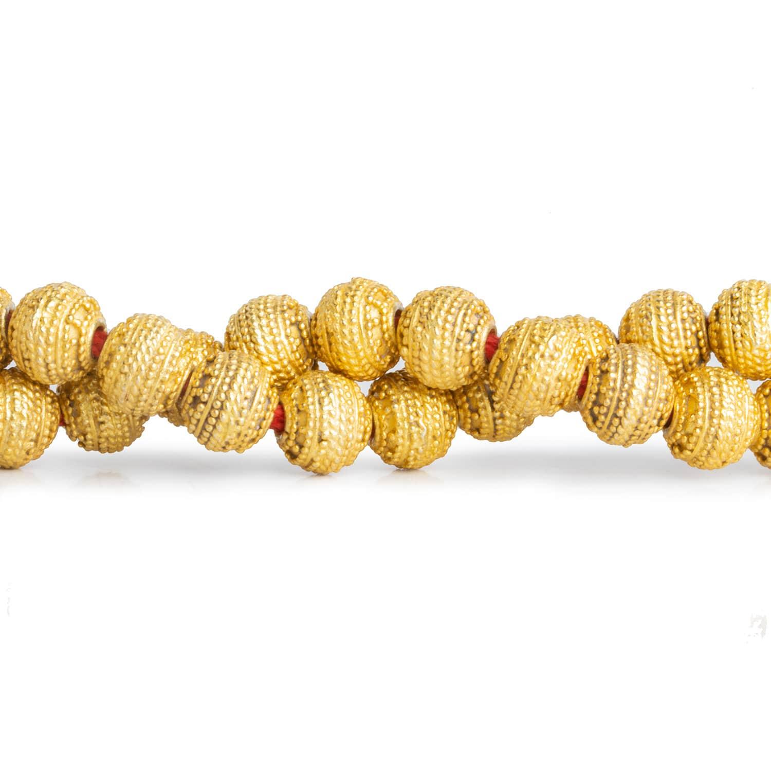 8mm Gold Plated Copper Ball Design Rounds 8 inch 24 beads - The Bead Traders