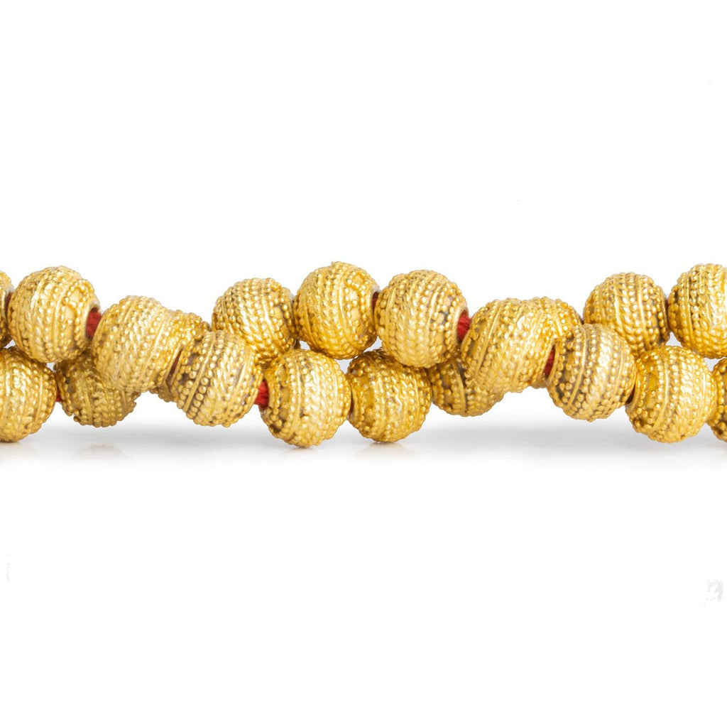 8mm Gold Plated Copper Ball Design Rounds 8 inch 24 beads - The Bead Traders