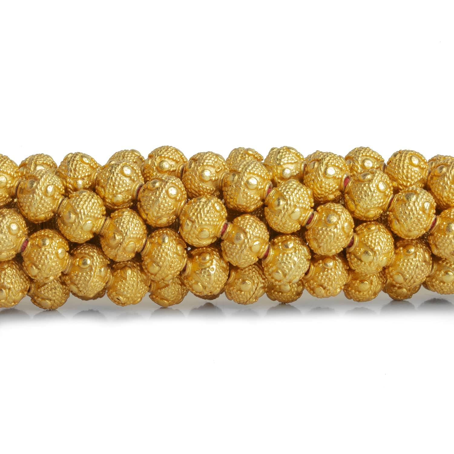 8mm Gold Plated Copper Ornate Rounds 8 inch 30 pieces - The Bead Traders