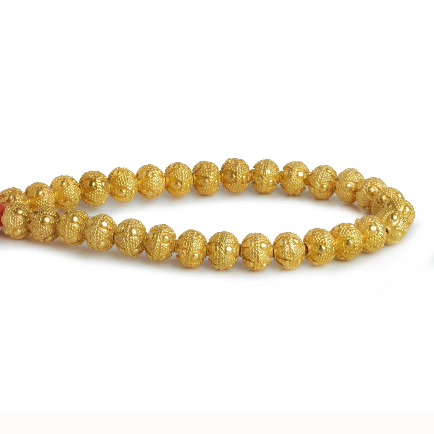 8mm Gold Plated Copper Ornate Rounds 8 inch 30 pieces - The Bead Traders