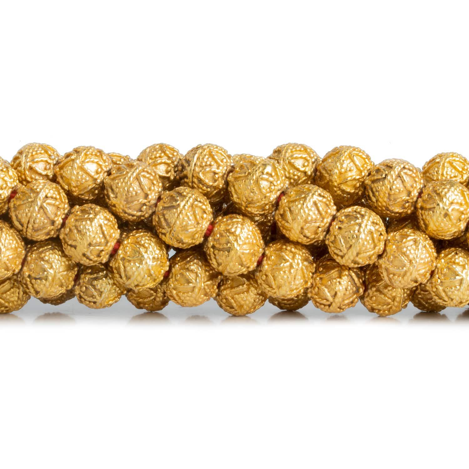 8mm Gold Plated Copper Triangle Design Rounds 8 inch 27 beads - The Bead Traders