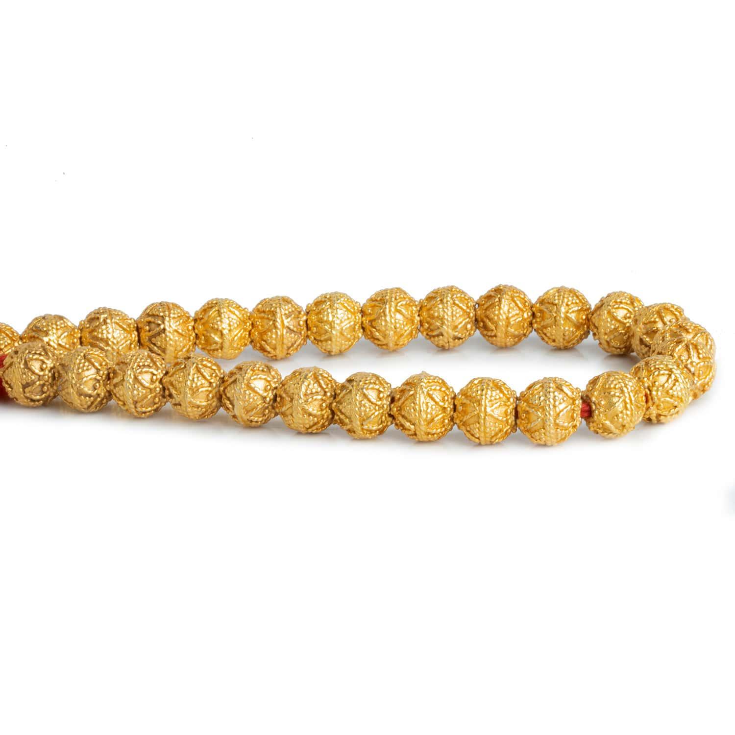 8mm Gold Plated Copper Triangle Design Rounds 8 inch 27 beads - The Bead Traders
