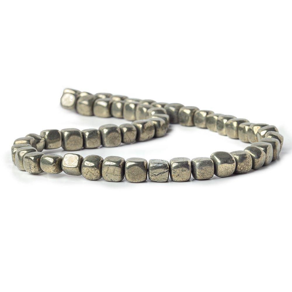 8mm Golden Pyrite plain cube Beads 16 inch 50 pieces - The Bead Traders