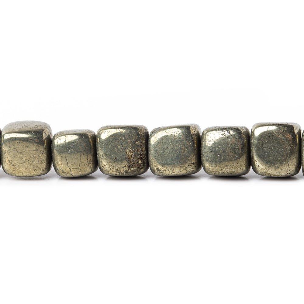 8mm Golden Pyrite plain cube Beads 16 inch 50 pieces - The Bead Traders