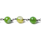 8mm Green Agate plain round Black Gold plated Chain lot of 20 inches - The Bead Traders
